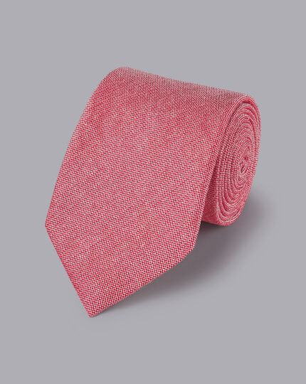Silk Linen Tie - Coral Pink