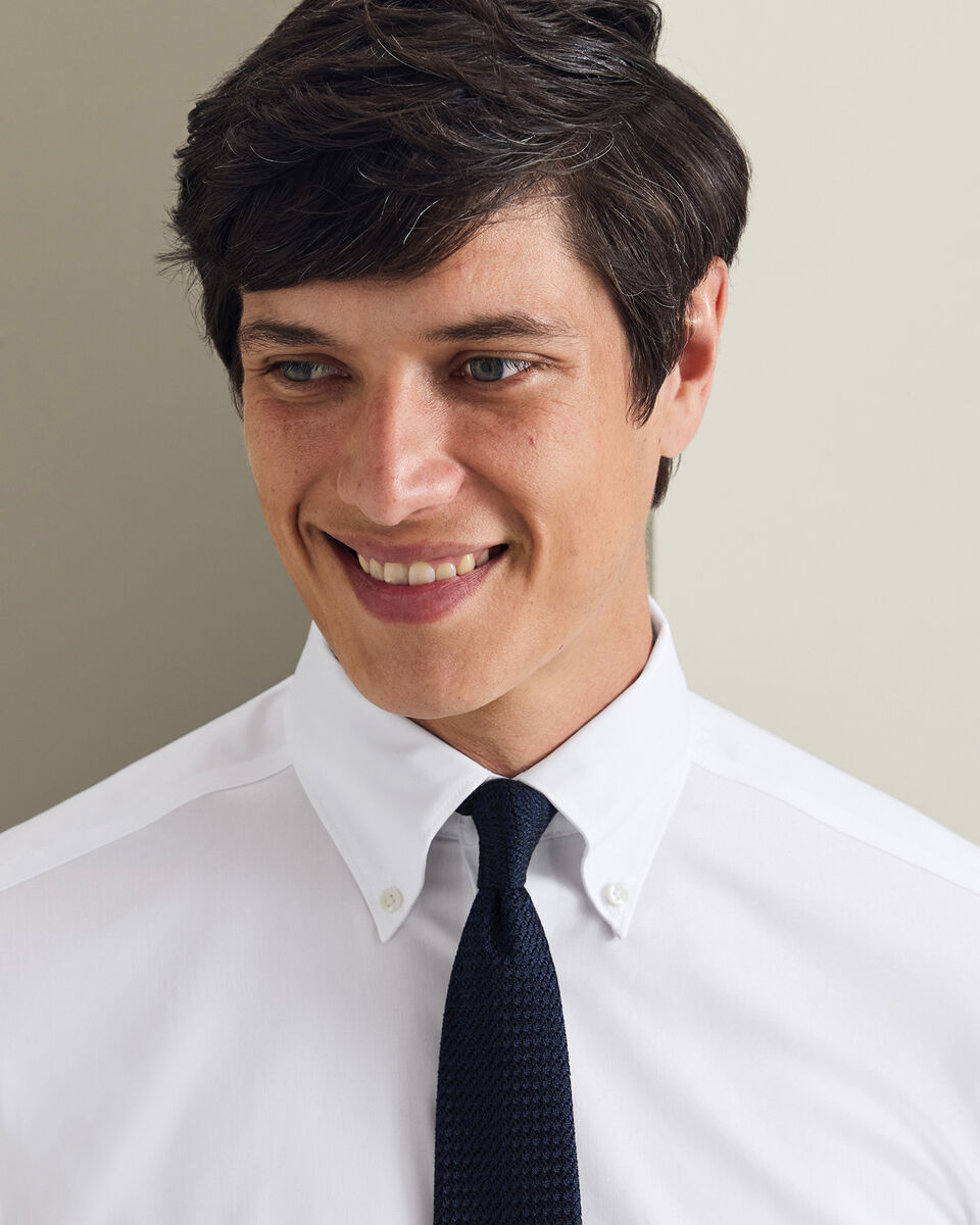 Chemise &agrave; tissage Oxford extensible sans repassage - Blanc