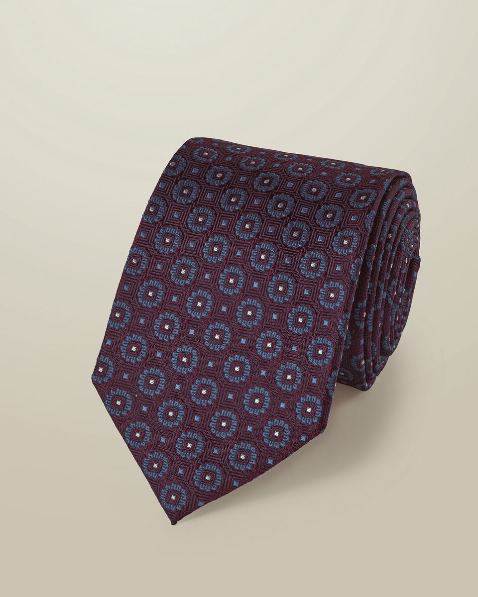 Silk Medallion Tie - Burgundy