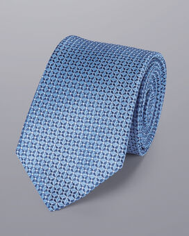 Stain Resistant Semi Plain Pattern Silk Tie - Sky Blue