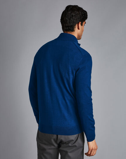 Merino Zip Neck Sweater - Royal Blue