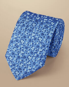 Krawatte mit Blumenmuster - Kornblumenblau