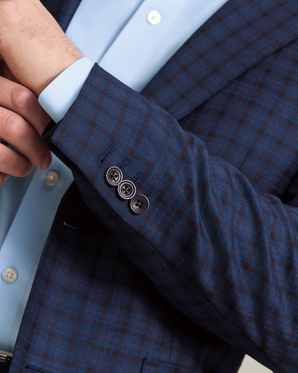 Veste de luxe italienne &agrave; carreaux - Bleu indigo