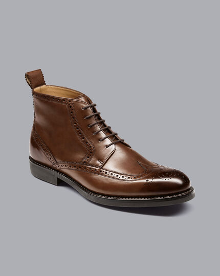 Goodyear Welted Brogue Boot - Brown