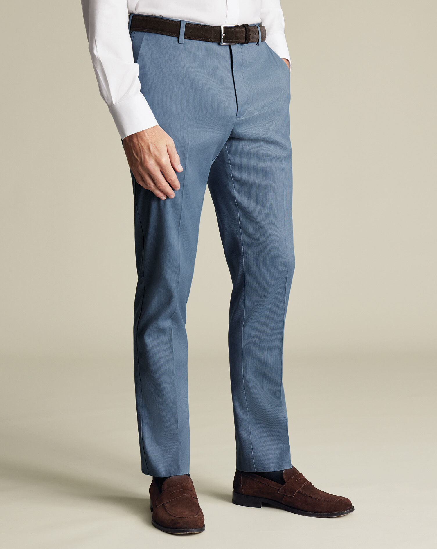 Smart Stretch Texture Trousers - Airforce Blue