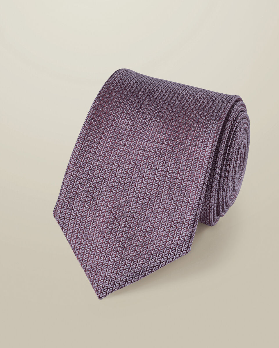 Silk Patterned Tie - Mauve Purple