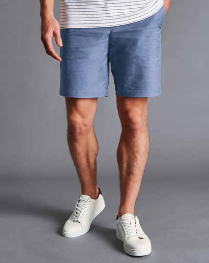 Shorts aus Baumwolle und Leinen - Kornblumenblau