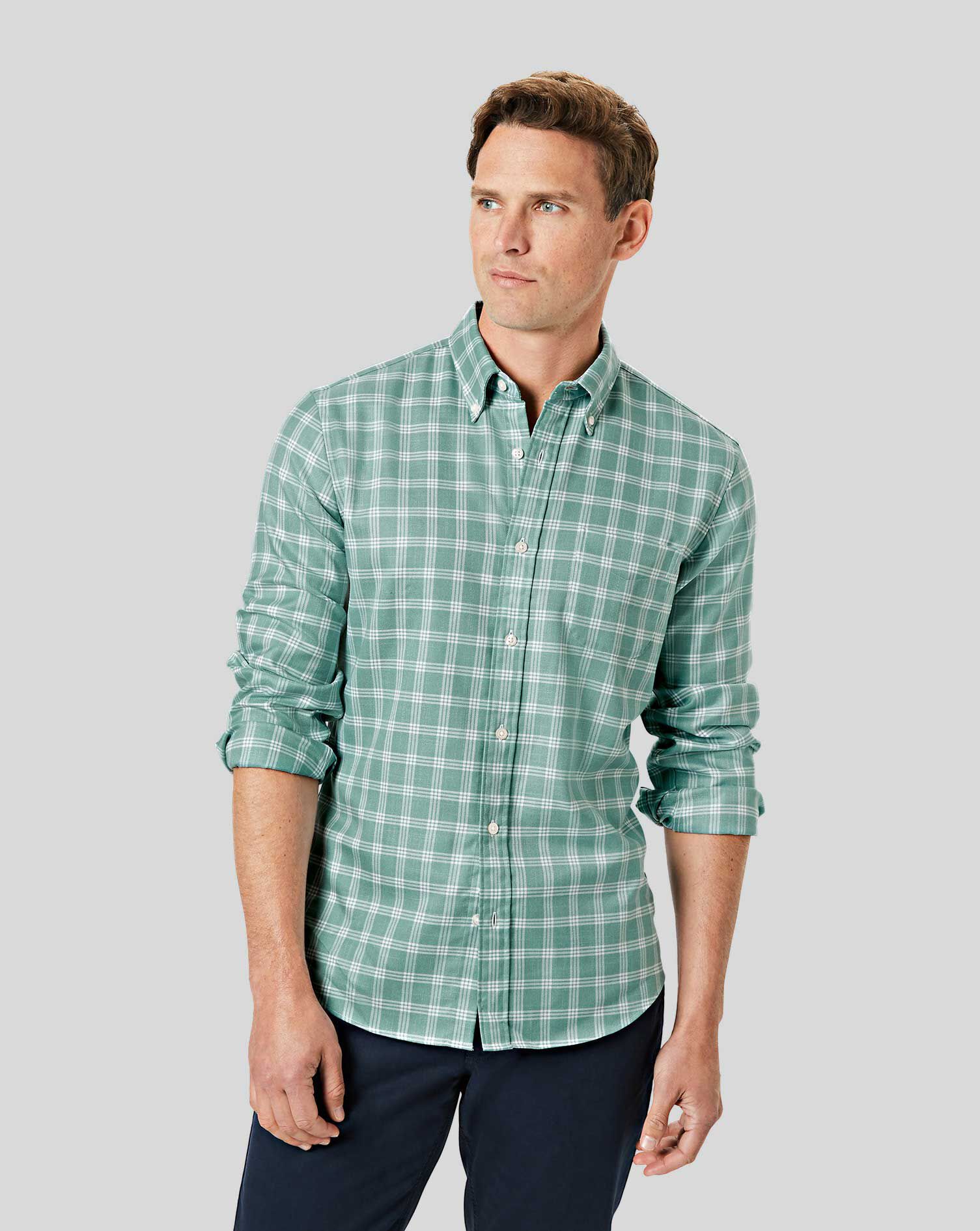 camisa de cuadros verde hombre
