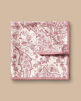 Paisley Print Silk Pocket Square - Light Pink