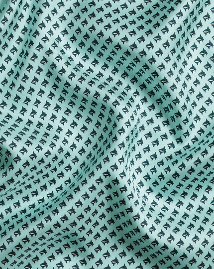 Shark Print Pocket Square - Light Green