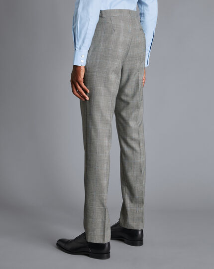 British Luxury Prince of Wales Check Suit Pants - Grey