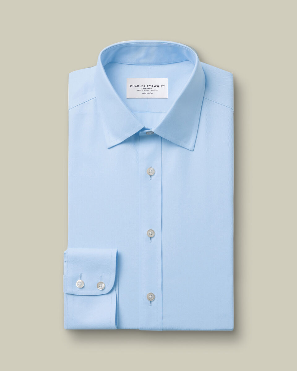 B&uuml;gelfreies Twill-Hemd - Himmelblau