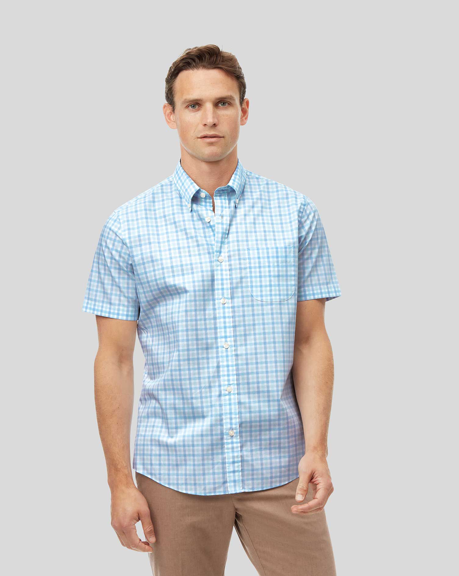 Button-Down Collar Short Sleeve Soft 