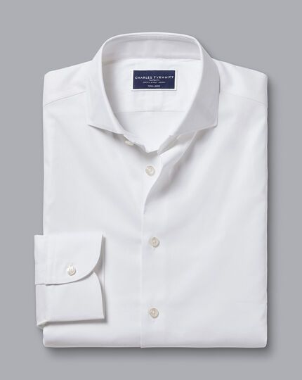 Bügelfreies Twill-Hemd aus Stretch-Gewebe - Weiß