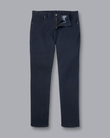 Washed Texture 5 Pocket Trousers - Navy