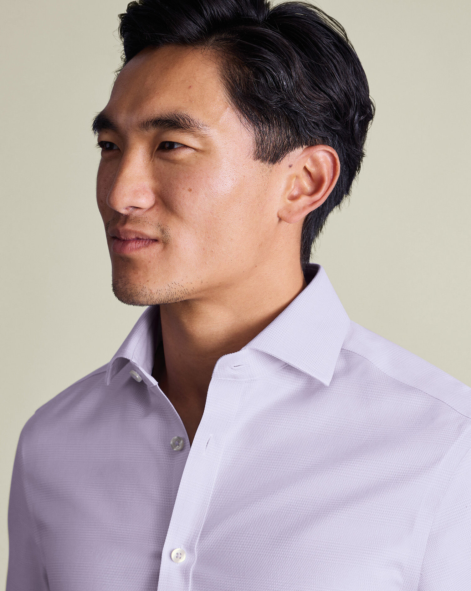 Non-Iron Burlington Weave Prince of Wales Check Shirt - Lilac