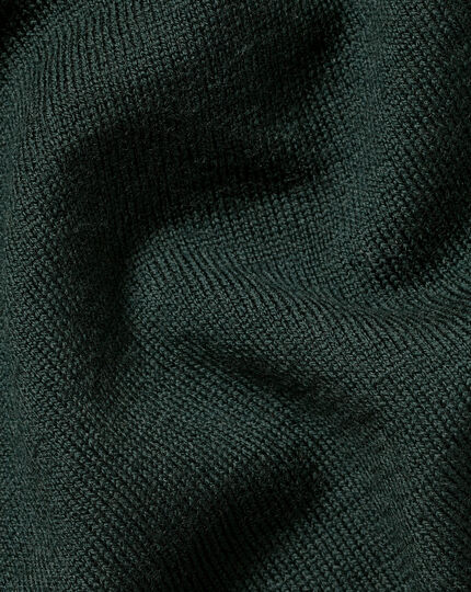 Merino Zip Neck Sweater - Forest Green