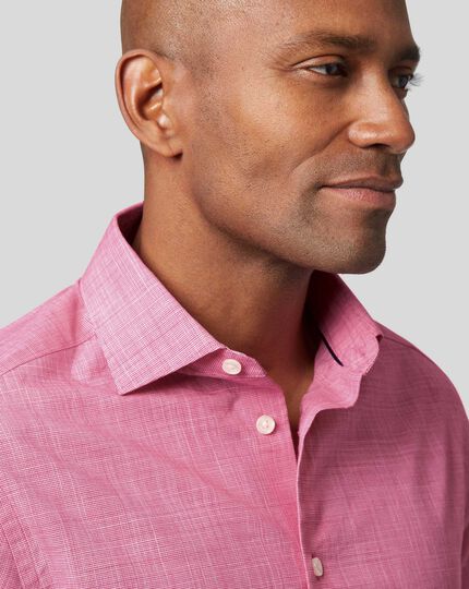 Business Casual Collar Slub Shirt - Pink