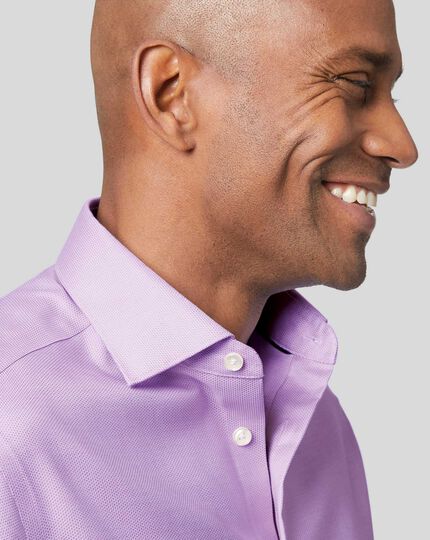 Business Casual Collar Non-Iron Stretch Texture Shirt - Lilac