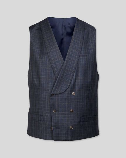 Italian Luxury Twill Check Suit - Blue