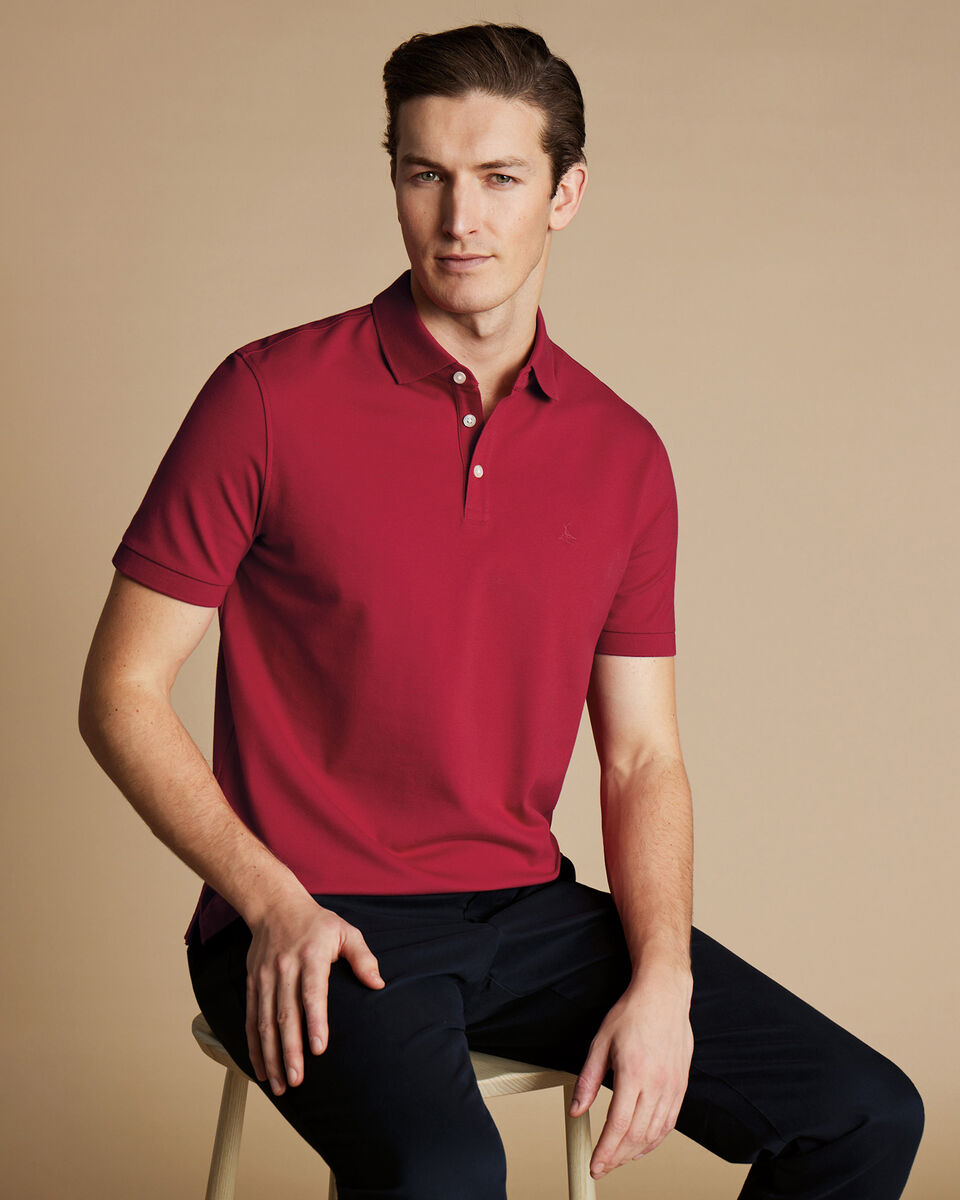 Piqué Polo - Rood | Charles Tyrwhitt