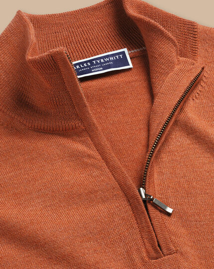 Merino Quarter Zip Sweater - Orange