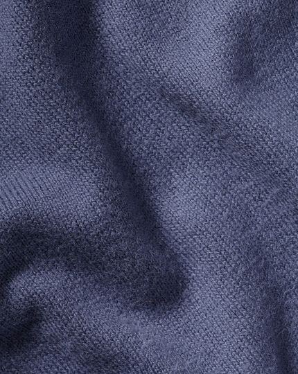 Combed Cotton Quarter Zip Sweater - Heather Blue