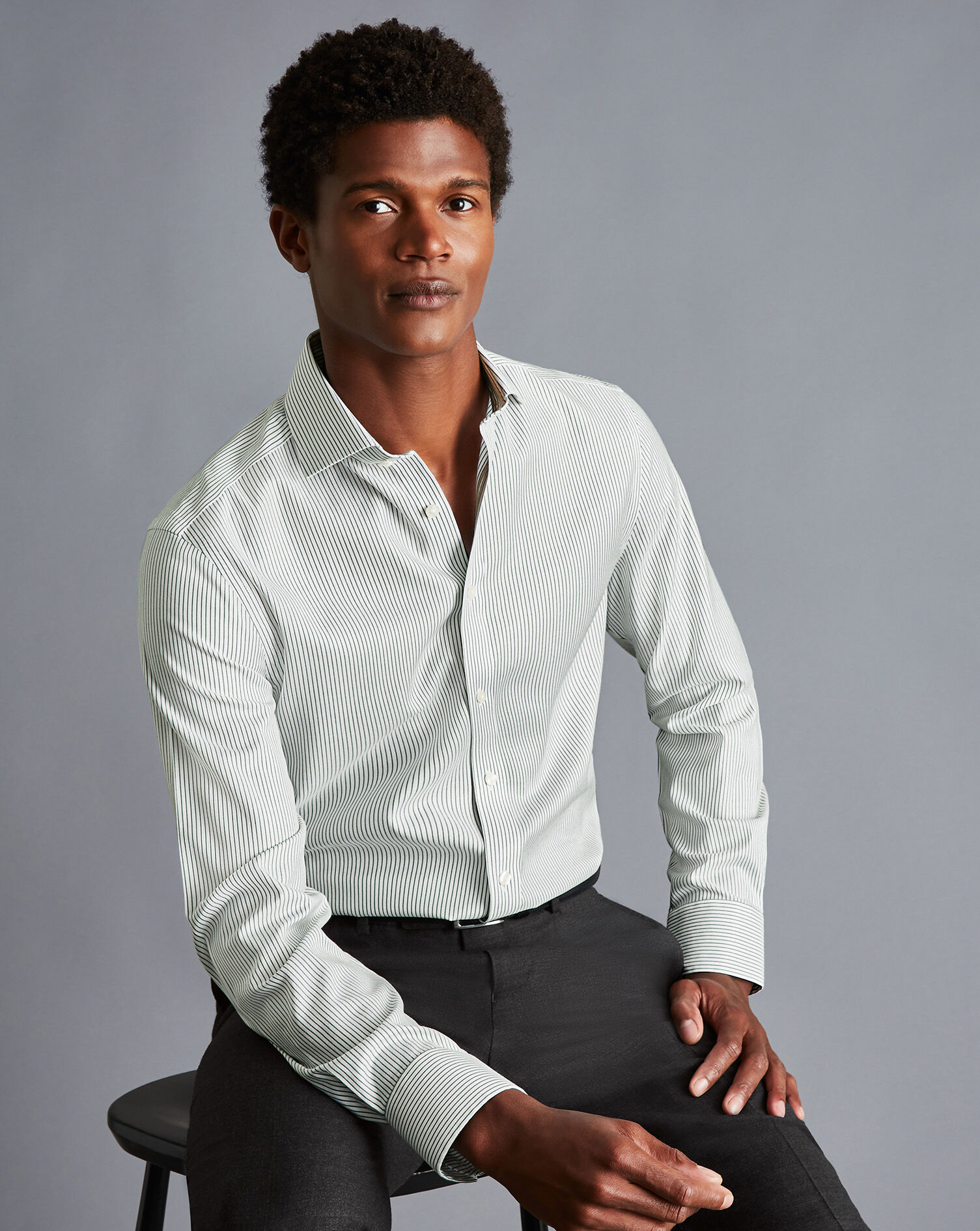 olive green and white shirt