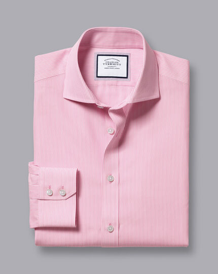 Cutaway Collar Non-Iron Bengal Stripe Shirt - Pink