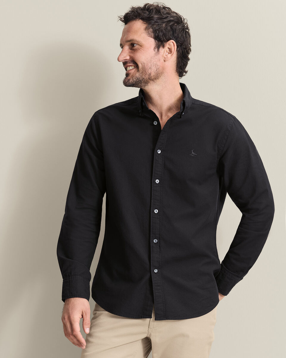 Stretch Washed Oxford Shirt - Black