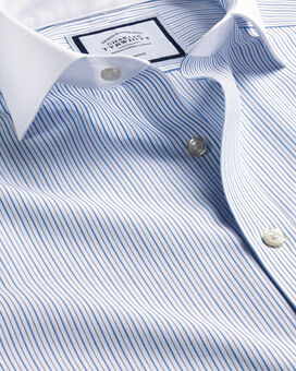 Spread Collar Non-Iron Stripe Winchester Shirt - Ocean Blue