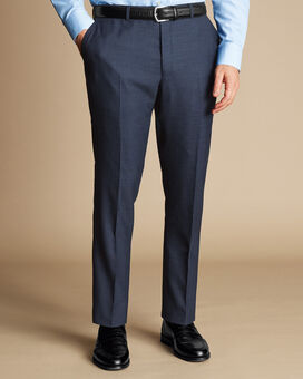 Prince Of Wales Suit Trousers - Heather Blue