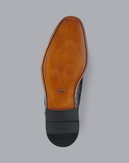 mm Meyella område Leather Oxford Brogue Shoes - Black | Charles Tyrwhitt