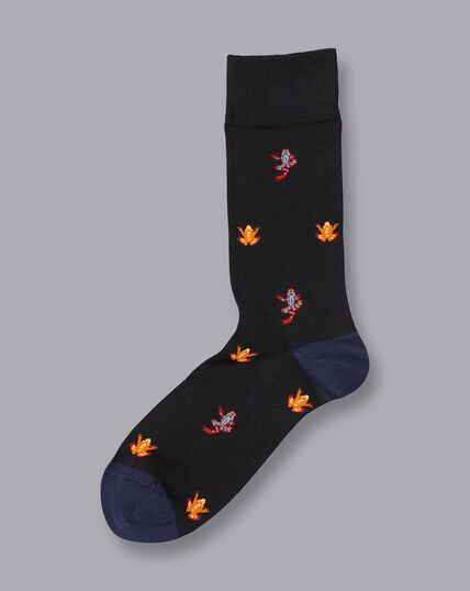Frog Motif Socks - Black