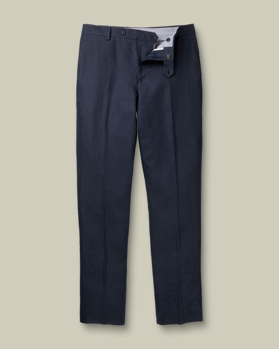 Pure Linen Trousers &ndash; Navy