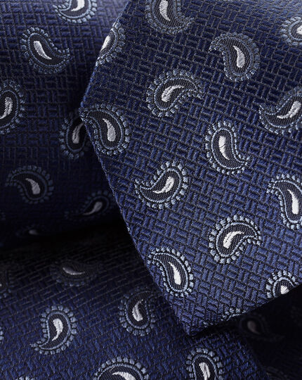 Schmutzabweisende Krawatte aus Seide mit Paisleymuster - Franzõsisches Blau