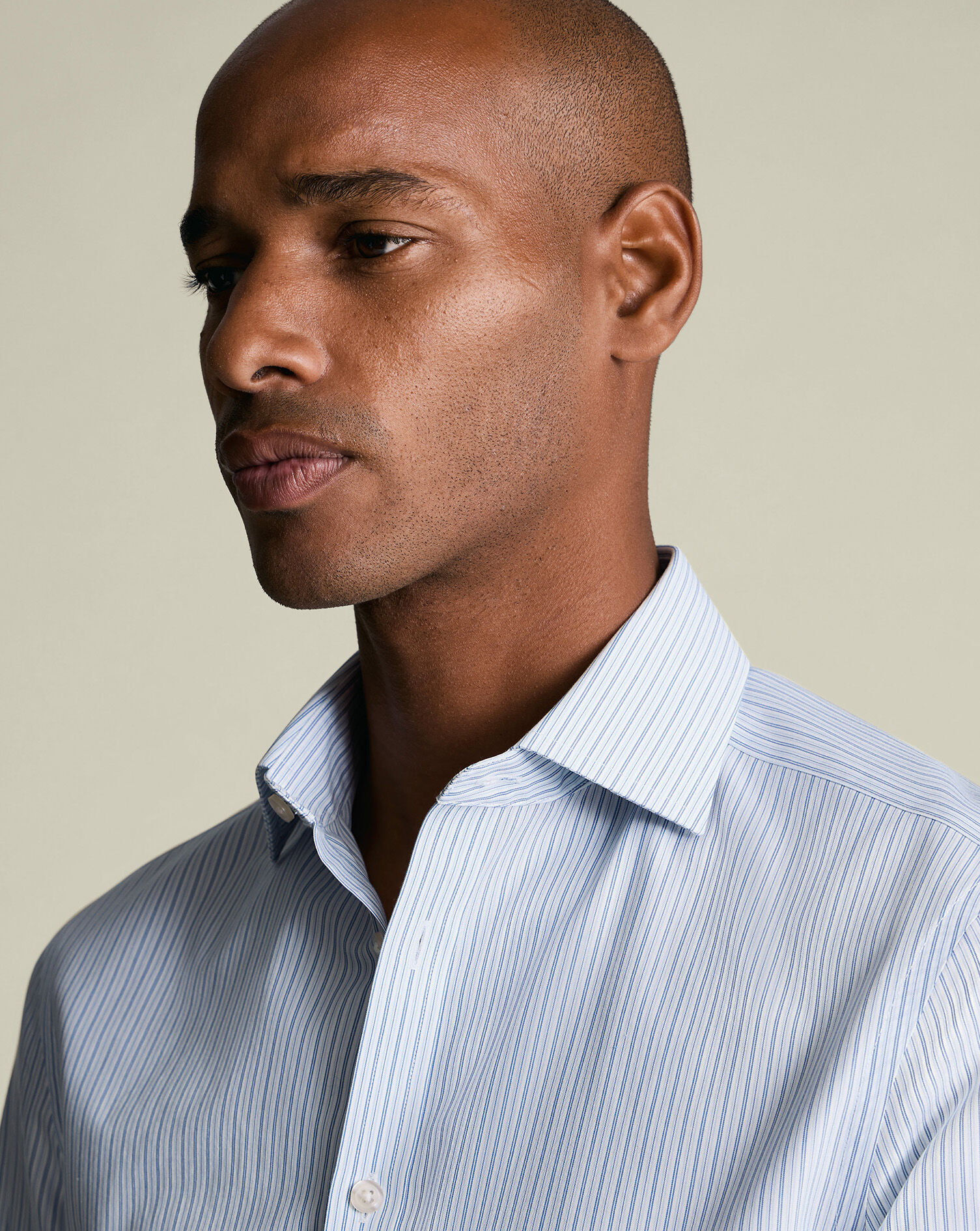 Non-Iron Poplin Stripe Shirt - Mid Blue