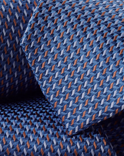 Stain Resistant Silk Tie - Ocean Blue & Orange