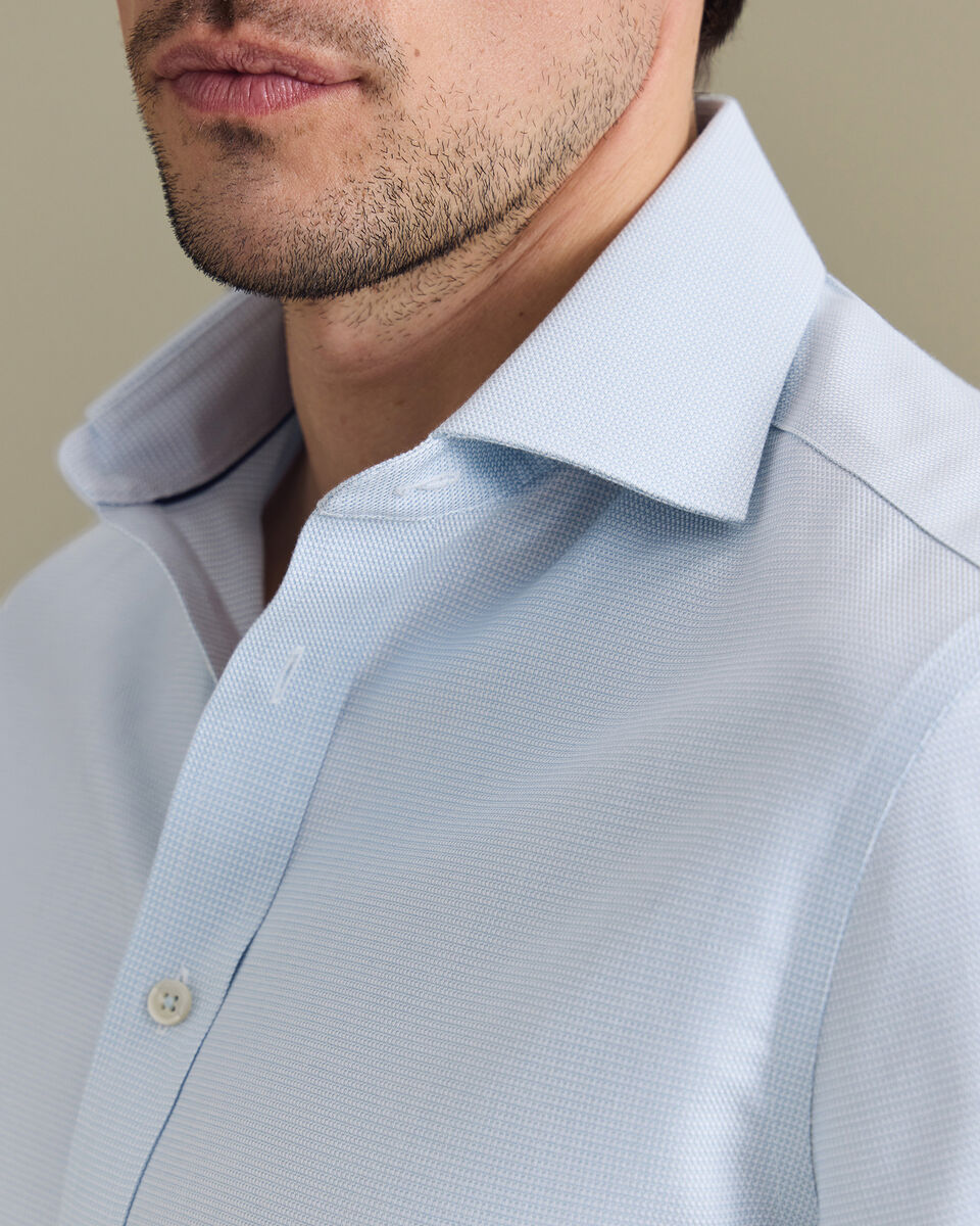 Non-Iron Stretch Trafalgar Weave Shirt - Pale Teal Green