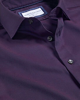 Bügelfreies Hemd aus strukturiertem Stretchgewebe mit Diamantmuster - Violett