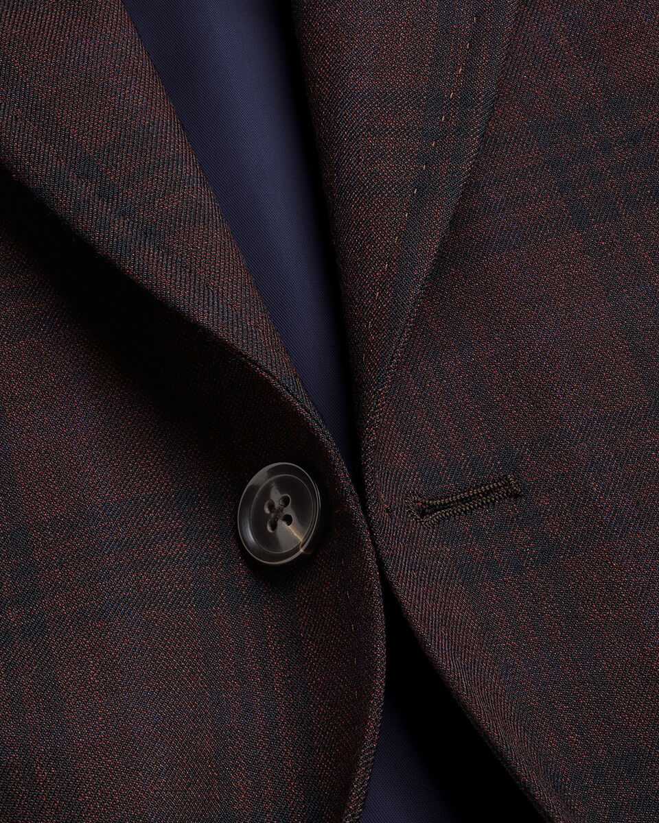 Lightweight Wool Check Jacket - Burgundy