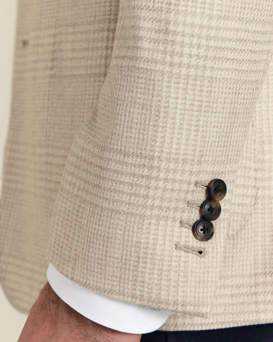 Veste &agrave; carreaux en laine et soie - Gris galet