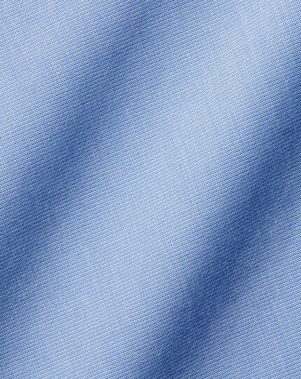 Spread Collar Non-Iron Tyrwhitt Cool Poplin Shirt - Mid Blue 