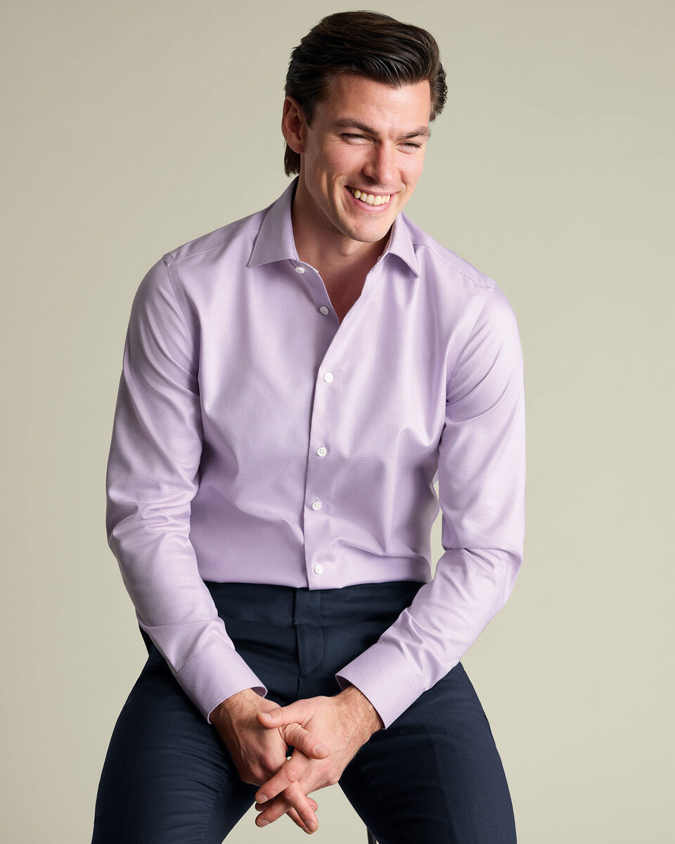 Non-Iron Stretch Texture Shirt - Lilac