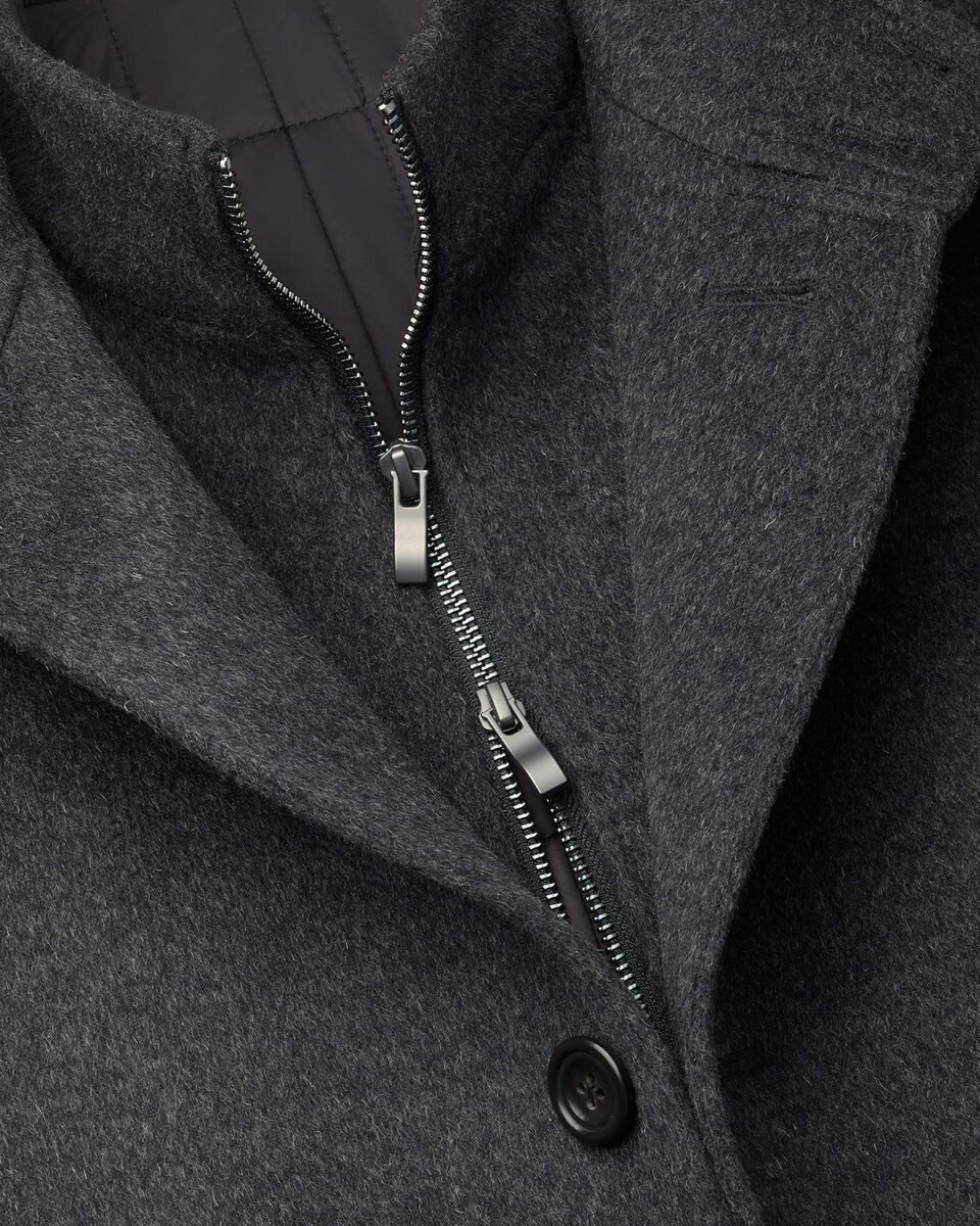 Feiner Merino-Mantel mit Stehkragen&nbsp;- Anthrazit