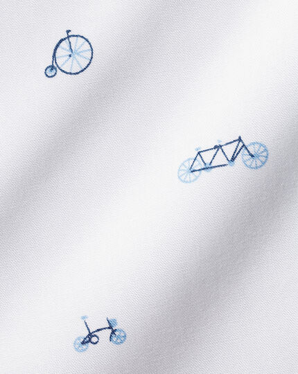 Semi-Cutaway Collar Non-Iron Bicycle Print Shirt - Blue