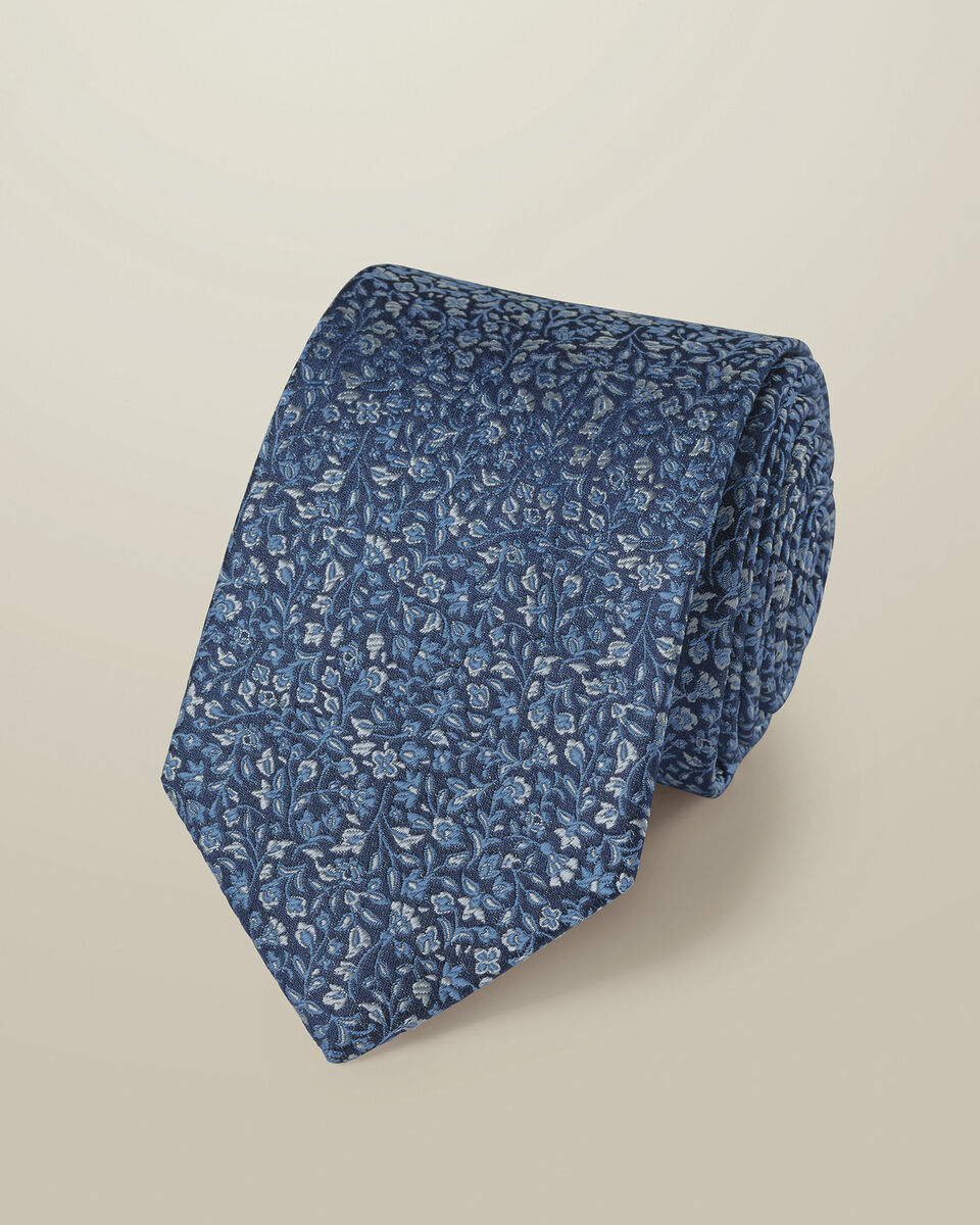 Silk Floral Tie - Royal Blue