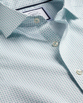 Semi-Spread Collar Non-Iron Petal Print Shirt - Aqua Green