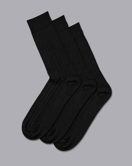 Wool Rich 3 Pack Socks - Black
