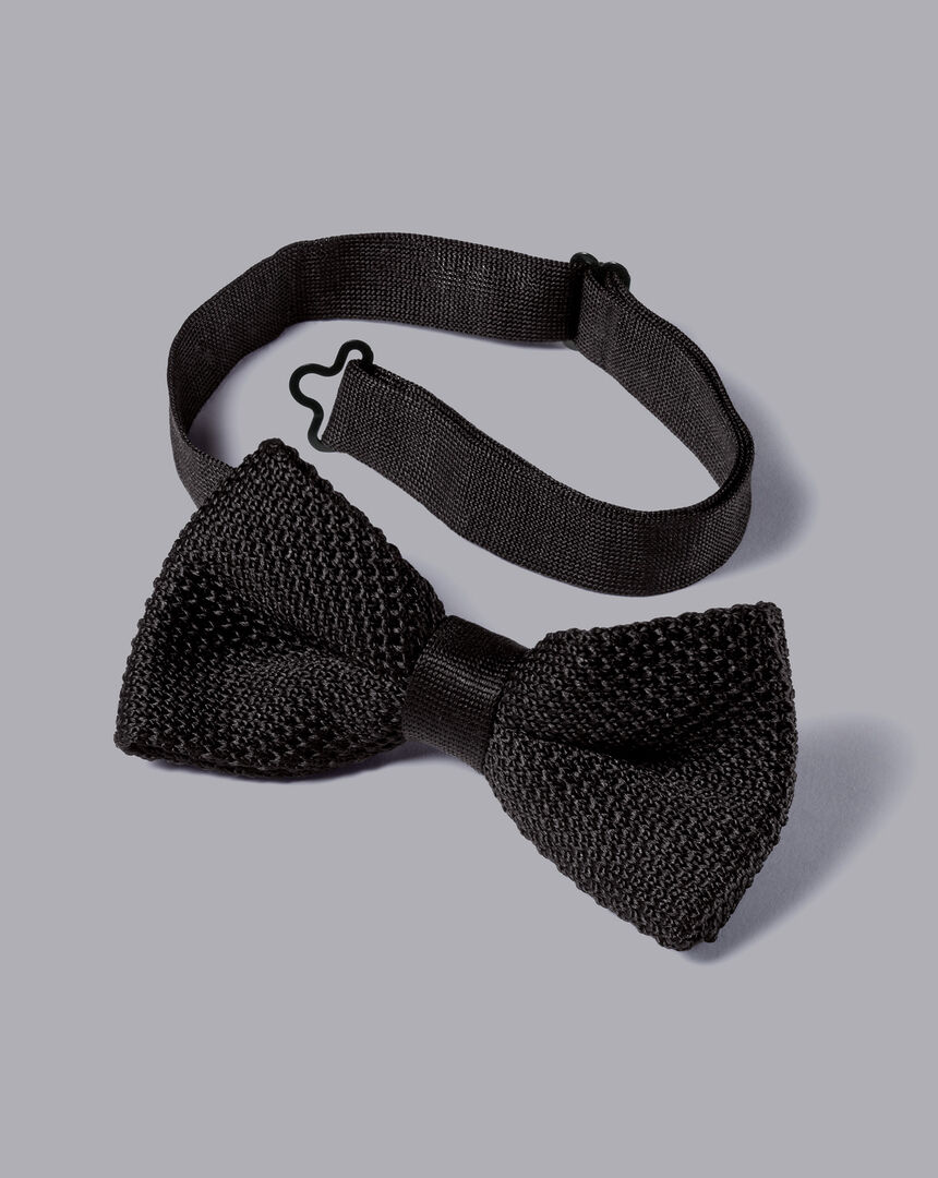 Silk Knitted Bow Tie - Black